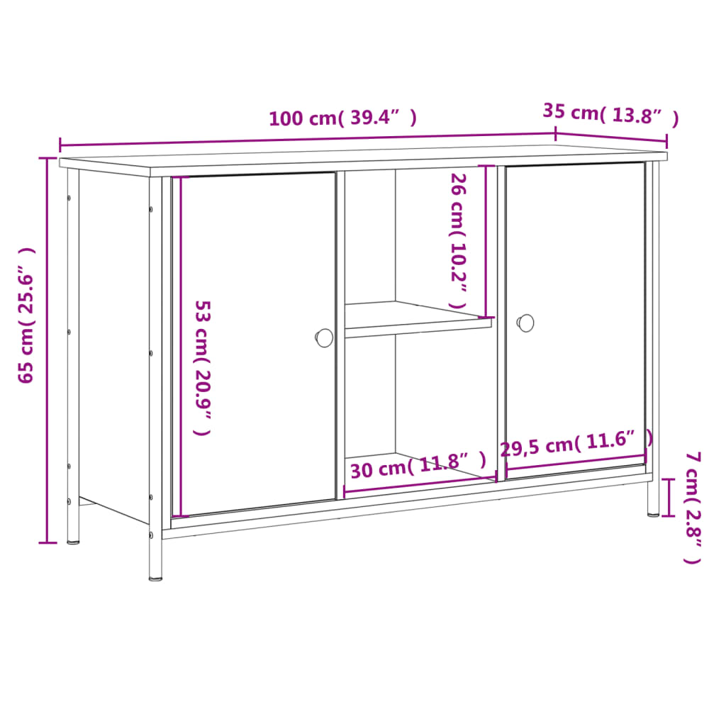 Tv-Taso Sonoma-Tammi 100X35X65 Cm Tekninen Puu