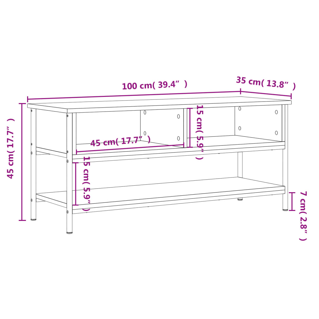 Tv-Taso Sonoma-Tammi 100X35X45 Cm Tekopuu