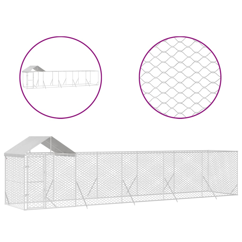 Koiran Ulkohäkki Katolla Hopea 10X2X2,5 M Galvanoitu Teräs
