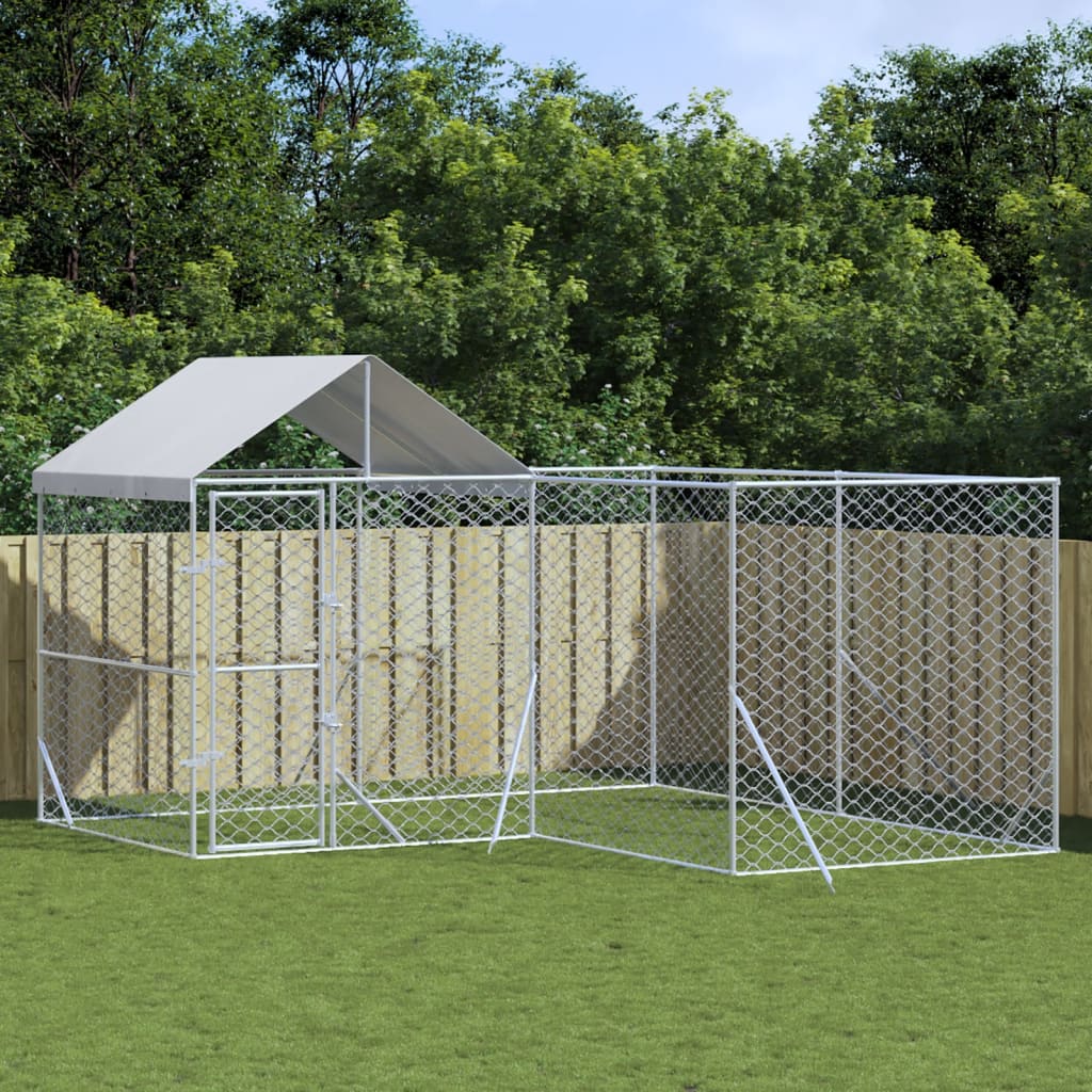 Koiran Ulkohäkki Katolla Hopea 12X12X2,5 M Galvanoitu Teräs