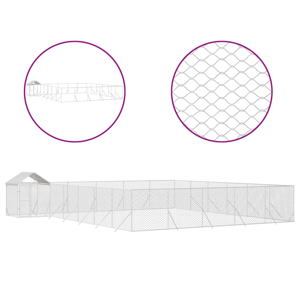 Koiran Ulkohäkki Katolla Hopea 12X12X2,5 M Galvanoitu Teräs