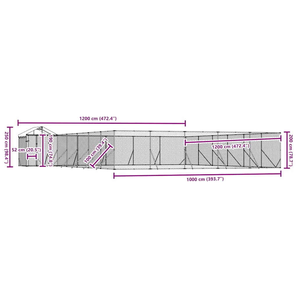 Koiran Ulkohäkki Katolla Hopea 12X12X2,5 M Galvanoitu Teräs