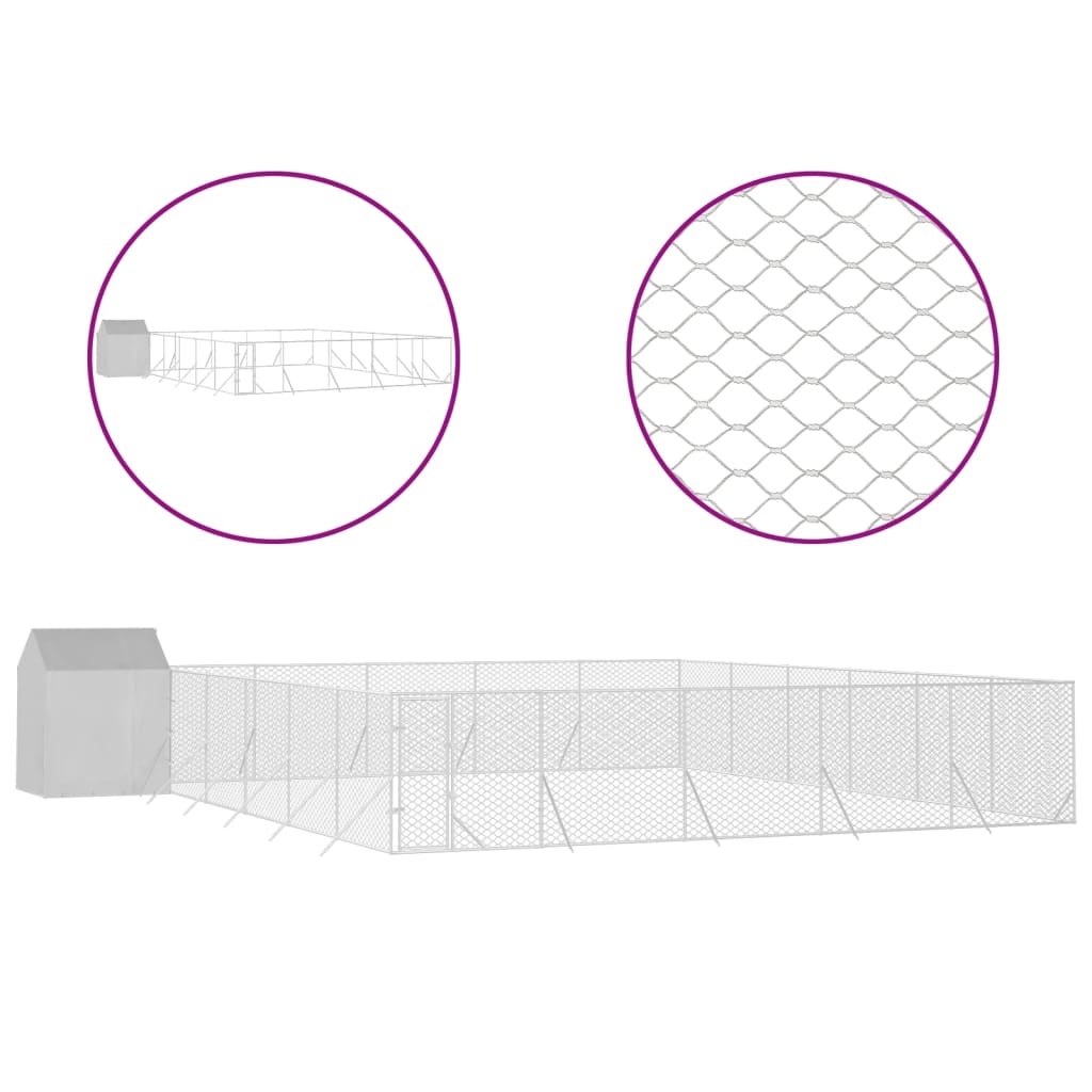Koiran Ulkohäkki Katolla Hopea 12X12X2,5 M Galvanoitu Teräs