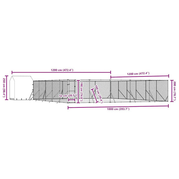 Koiran Ulkohäkki Katolla Hopea 12X12X2,5 M Galvanoitu Teräs