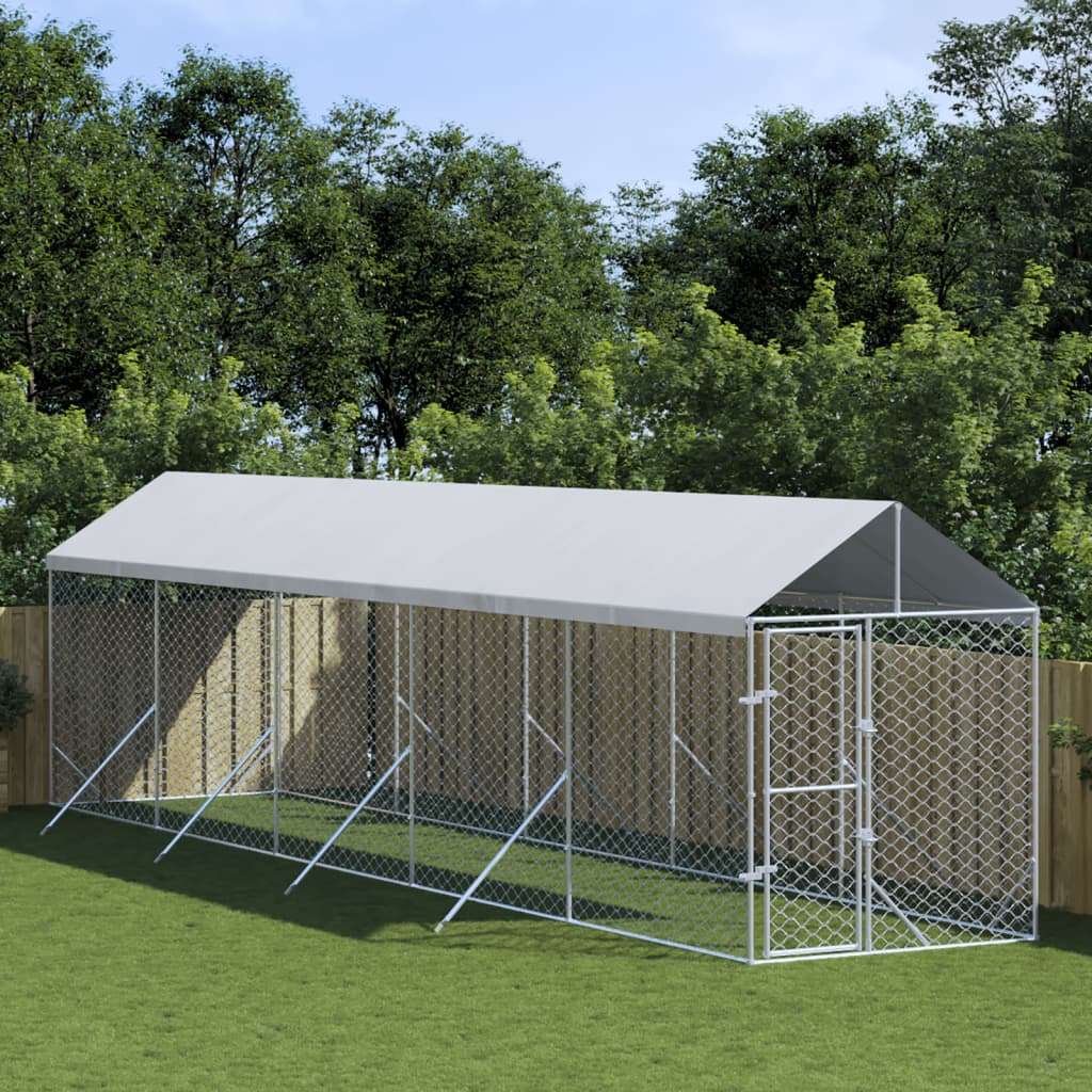 Koiran Ulkohäkki Katolla Hopea 2X6X2,5 M Galvanoitu Teräs