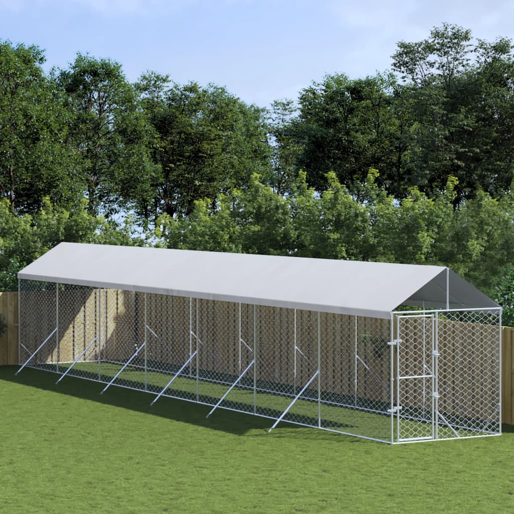 Koiran Ulkohäkki Katolla Hopea 2X6X2,5 M Galvanoitu Teräs