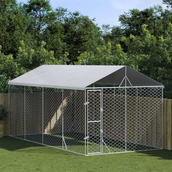 Koiran Ulkohäkki Katolla Hopea 3X7,5X2,5 M Galvanoitu Teräs