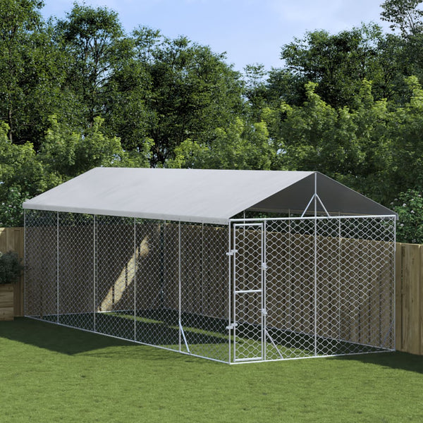 Koiran Ulkohäkki Katolla Hopea 3X7,5X2,5 M Galvanoitu Teräs