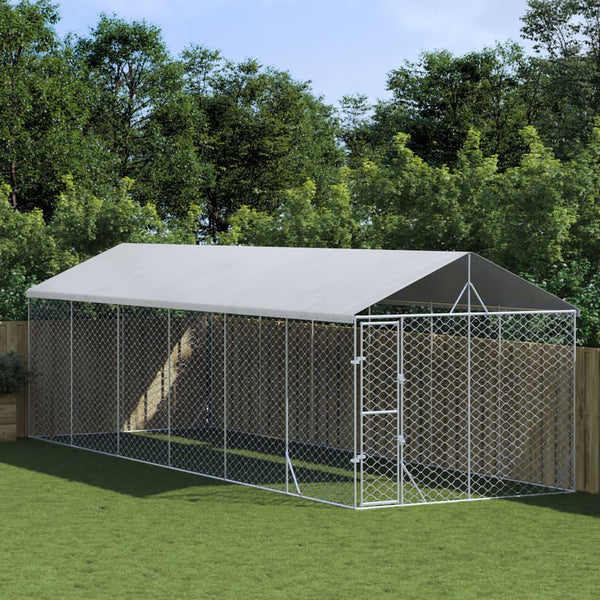 Koiran Ulkohäkki Katolla Hopea 3X7,5X2,5 M Galvanoitu Teräs