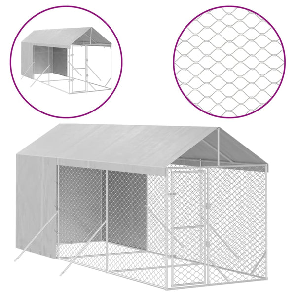 Koiran Ulkohäkki Katolla Hopea 2X6X2,5 M Galvanoitu Teräs