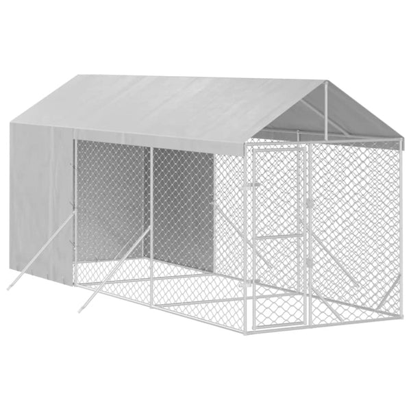 Koiran Ulkohäkki Katolla Hopea 2X6X2,5 M Galvanoitu Teräs