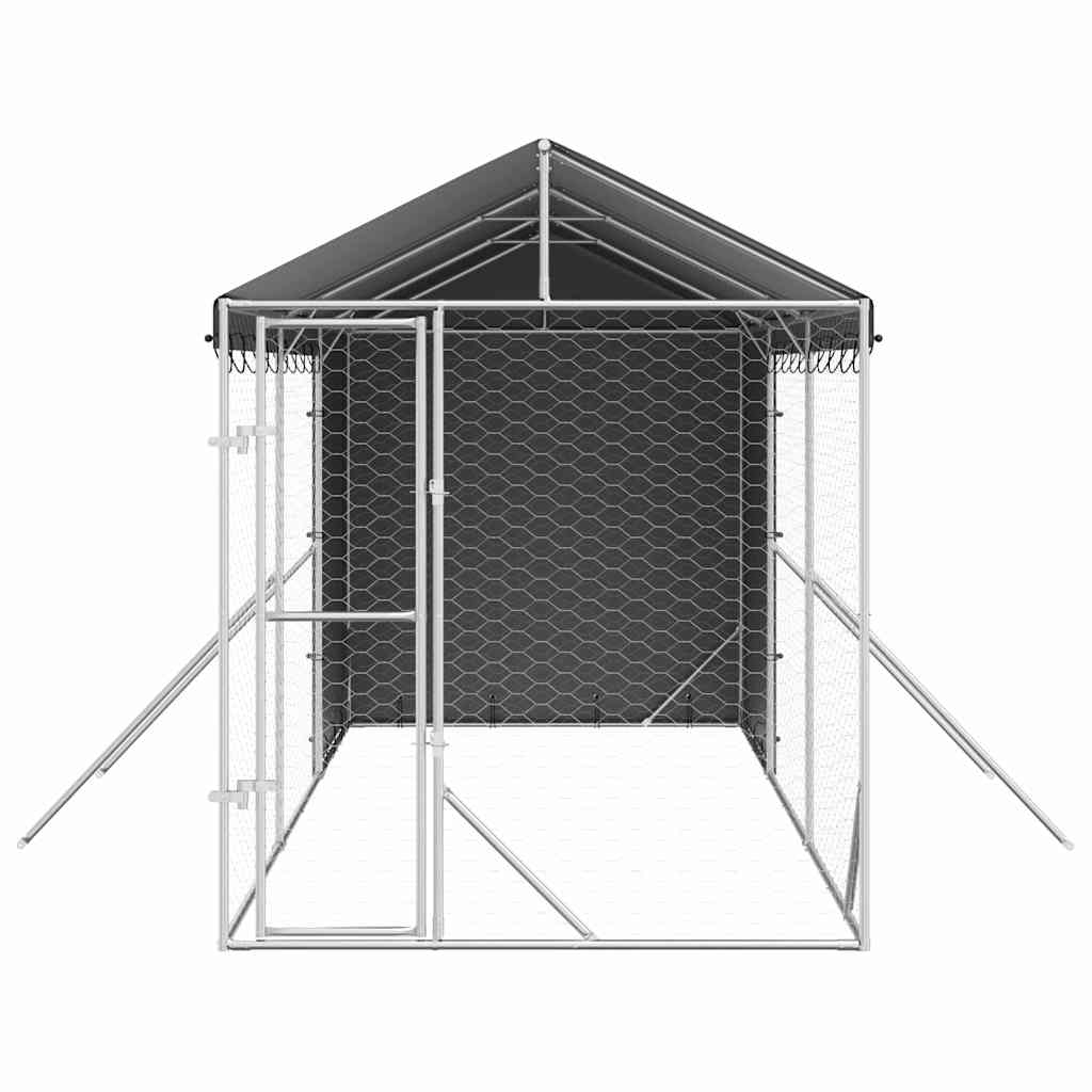 Koiran Ulkohäkki Katolla Hopea 2X6X2,5 M Galvanoitu Teräs