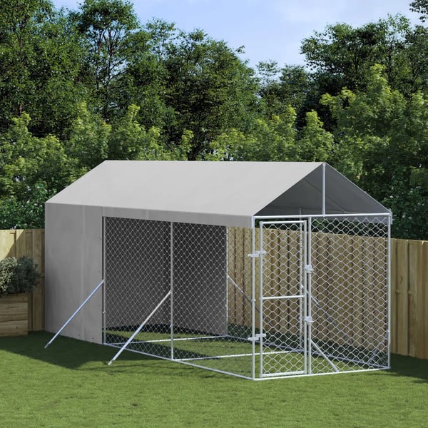 Koiran Ulkohäkki Katolla Hopea 2X6X2,5 M Galvanoitu Teräs