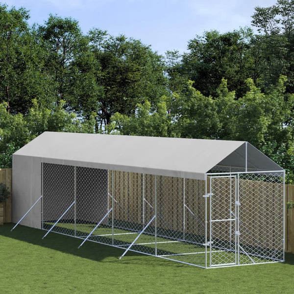 Koiran Ulkohäkki Katolla Hopea 2X6X2,5 M Galvanoitu Teräs