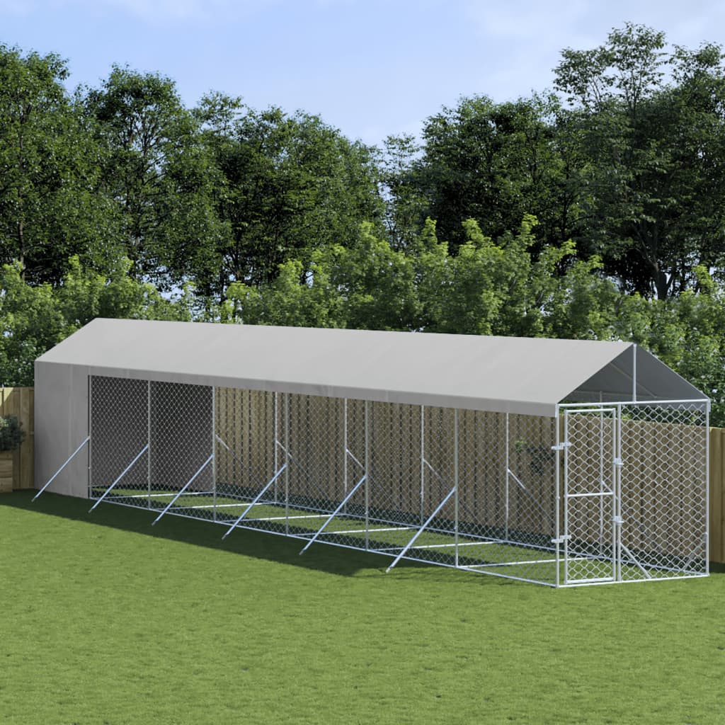 Koiran Ulkohäkki Katolla Hopea 2X6X2,5 M Galvanoitu Teräs