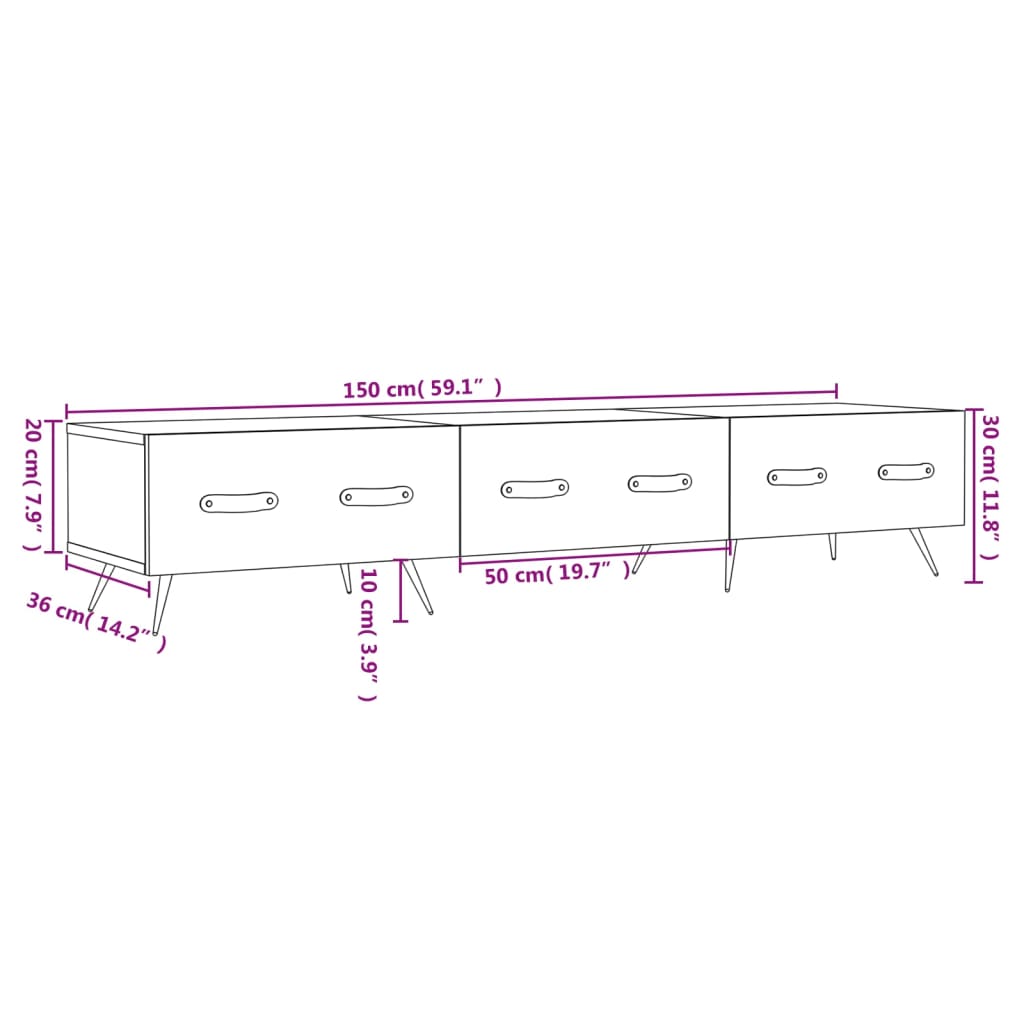 Tv-Taso 150X36X30 Cm Tekninen Puu