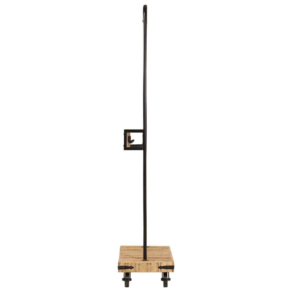 Naulakko Pyörillä 90X35X190 Cm Täysi Mangopuu Ja Rauta