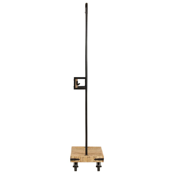 Naulakko Pyörillä 90X35X190 Cm Täysi Mangopuu Ja Rauta