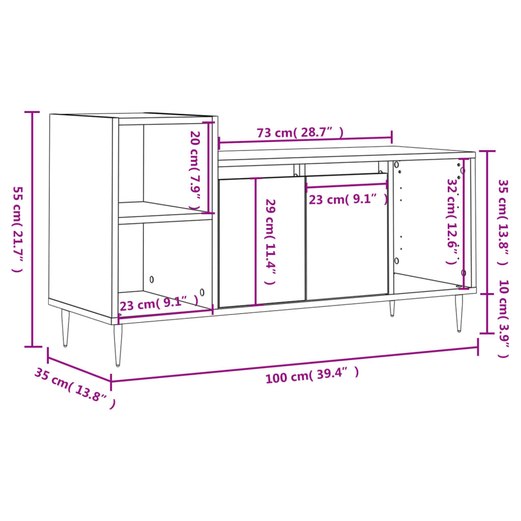 Tv-Taso 100X35X55 Cm Tekninen Puu