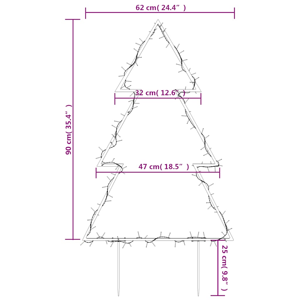 Joulukuusi Valokoriste Maapiikeillä 115 Led-Valoa 90 Cm 62 X 90 Cm