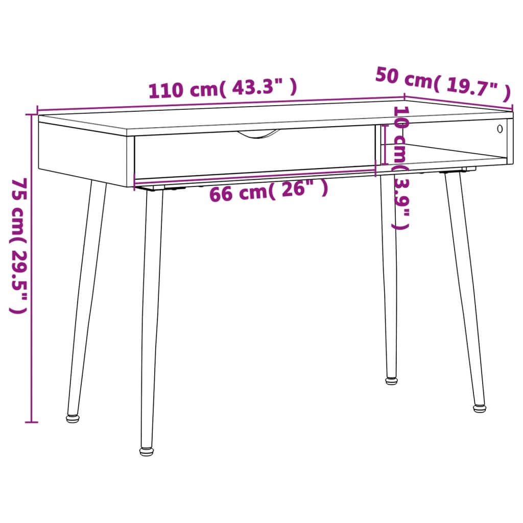 Tietokonepöytä Laatikolla Ruskea 110X50X75 Cm Tekninen Puu