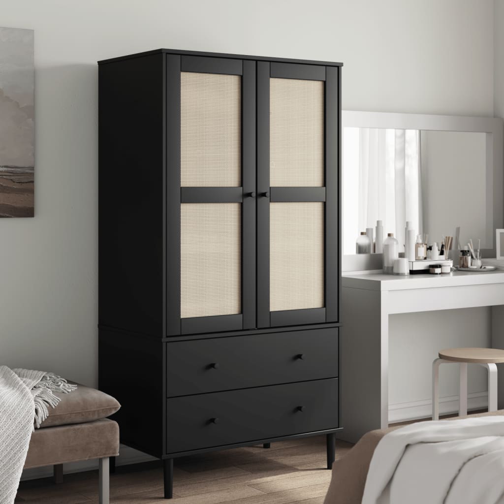 Vaatekaappi Senja Rottinkityyli 90X55X175 Cm Täysi Mänty