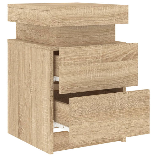 Yöpöytä Led-Valoilla Sonoma-Tammi 35X39X55 Cm