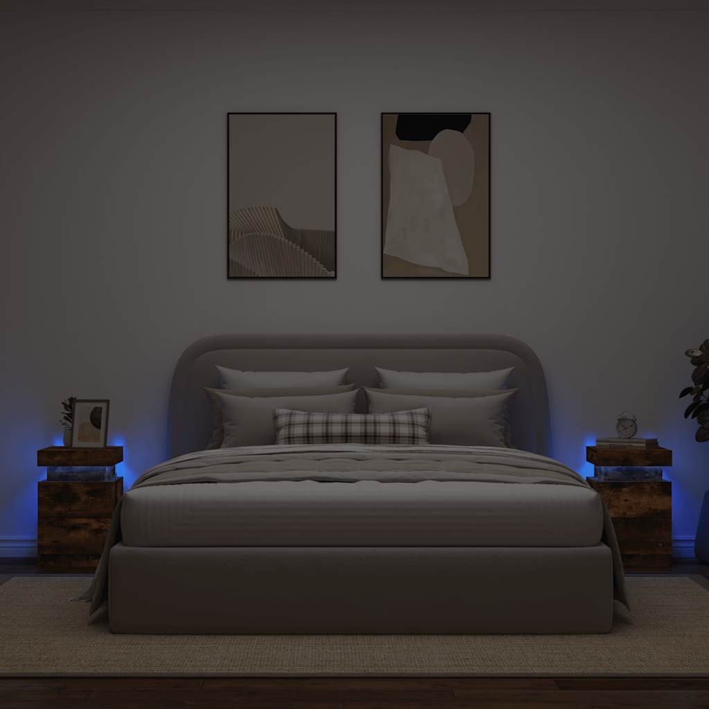 Yöpöydät Led-Valoilla 2 Kpl 35X39X55 Cm