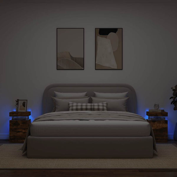 Yöpöydät Led-Valoilla 2 Kpl 35X39X55 Cm