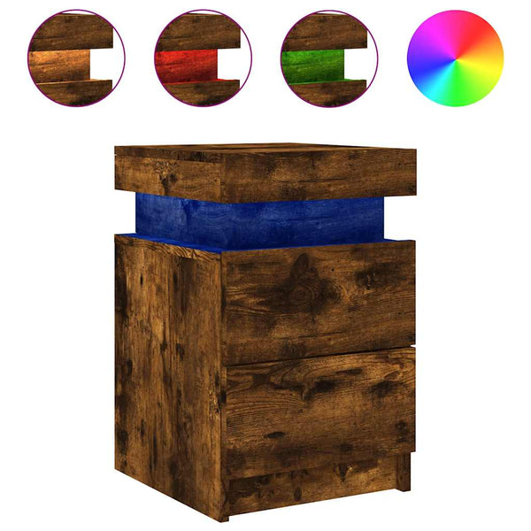 Yöpöydät Led-Valoilla 2 Kpl 35X39X55 Cm