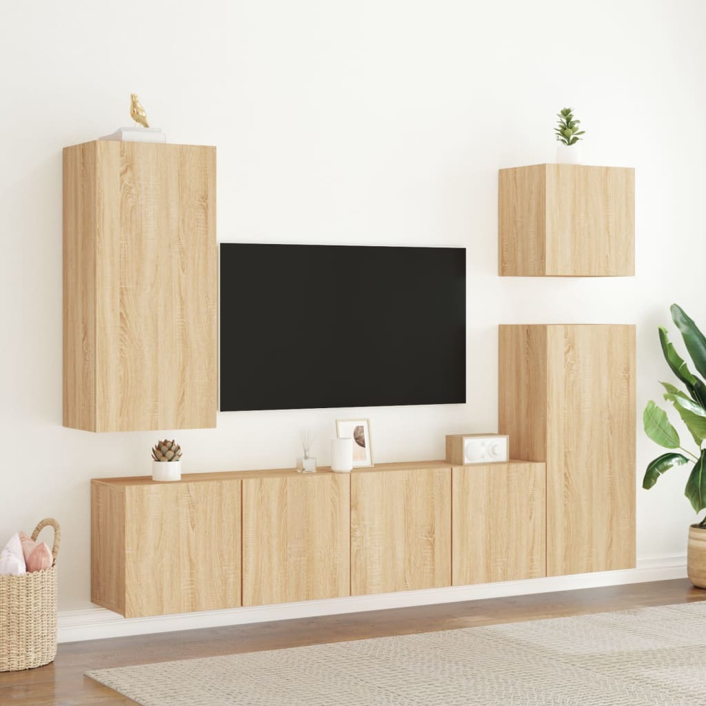 Tv-Kaapit Seinäkiinnitettävä 2 Kpl Sonoma-Tammi 80X30X41 Cm