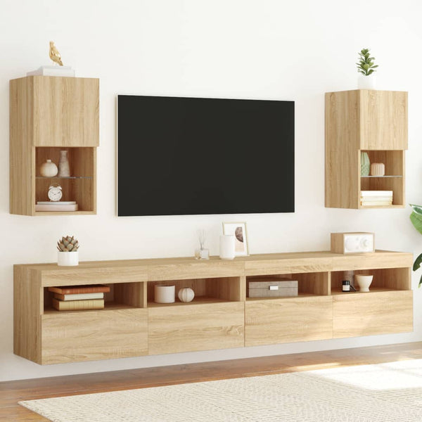 Tv-Kaapit Led-Valoilla 2 Kpl 30,5X30X102 Cm