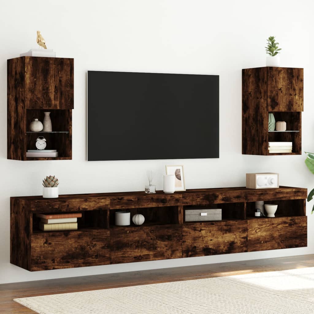 Tv-Kaapit Led-Valoilla 2 Kpl 30,5X30X102 Cm