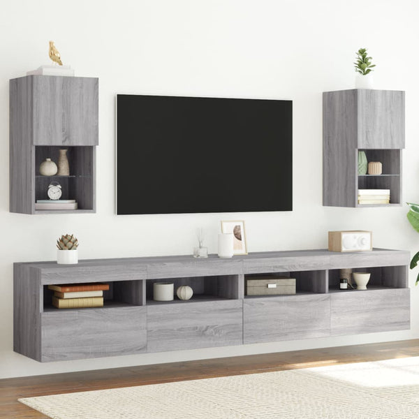 Tv-Kaapit Led-Valoilla 2 Kpl 30,5X30X102 Cm