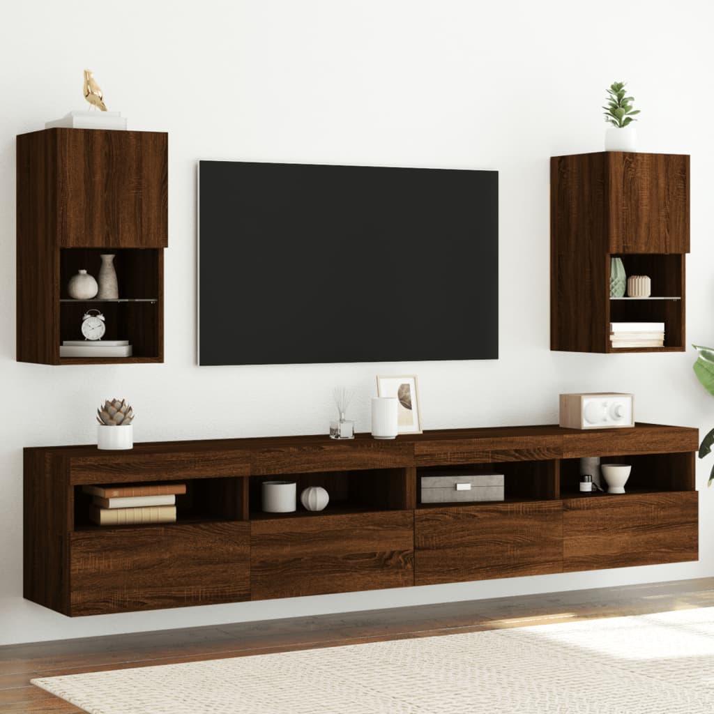 Tv-Kaapit Led-Valoilla 2 Kpl 30,5X30X102 Cm