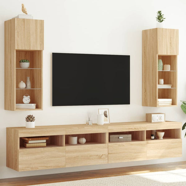 Tv-Kaapit Led-Valoilla 2 Kpl 30,5X30X102 Cm
