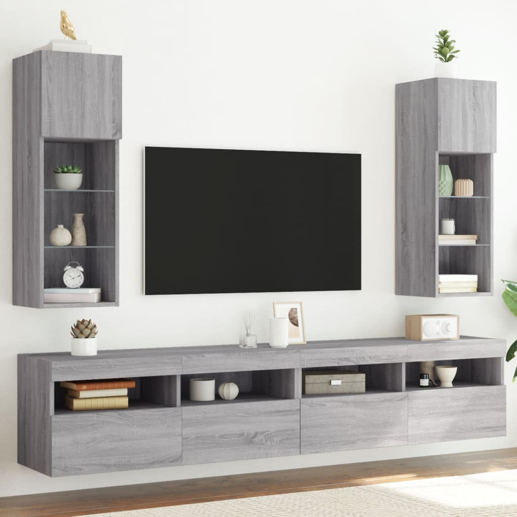 Tv-Kaapit Led-Valoilla 2 Kpl 30,5X30X102 Cm