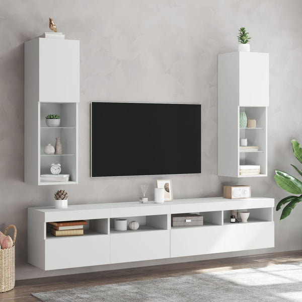 Tv-Kaapit Led-Valoilla 2 Kpl 30,5X30X102 Cm