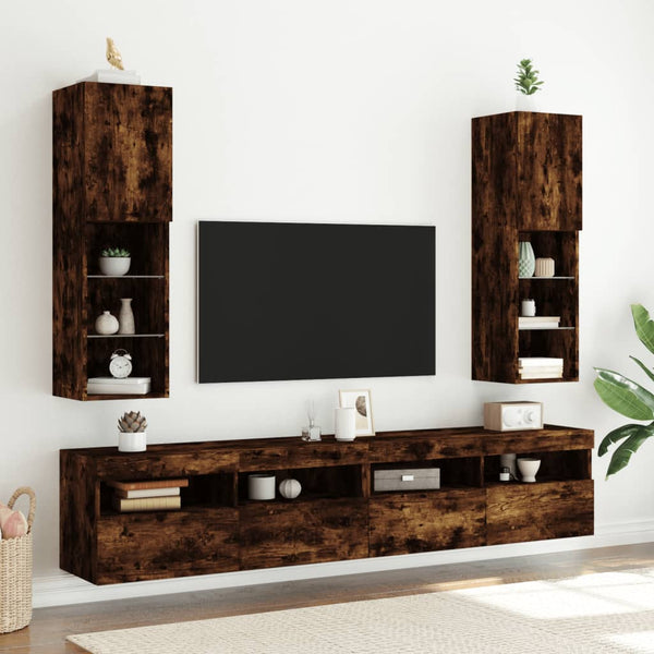 Tv-Kaapit Led-Valoilla 2 Kpl 30,5X30X102 Cm