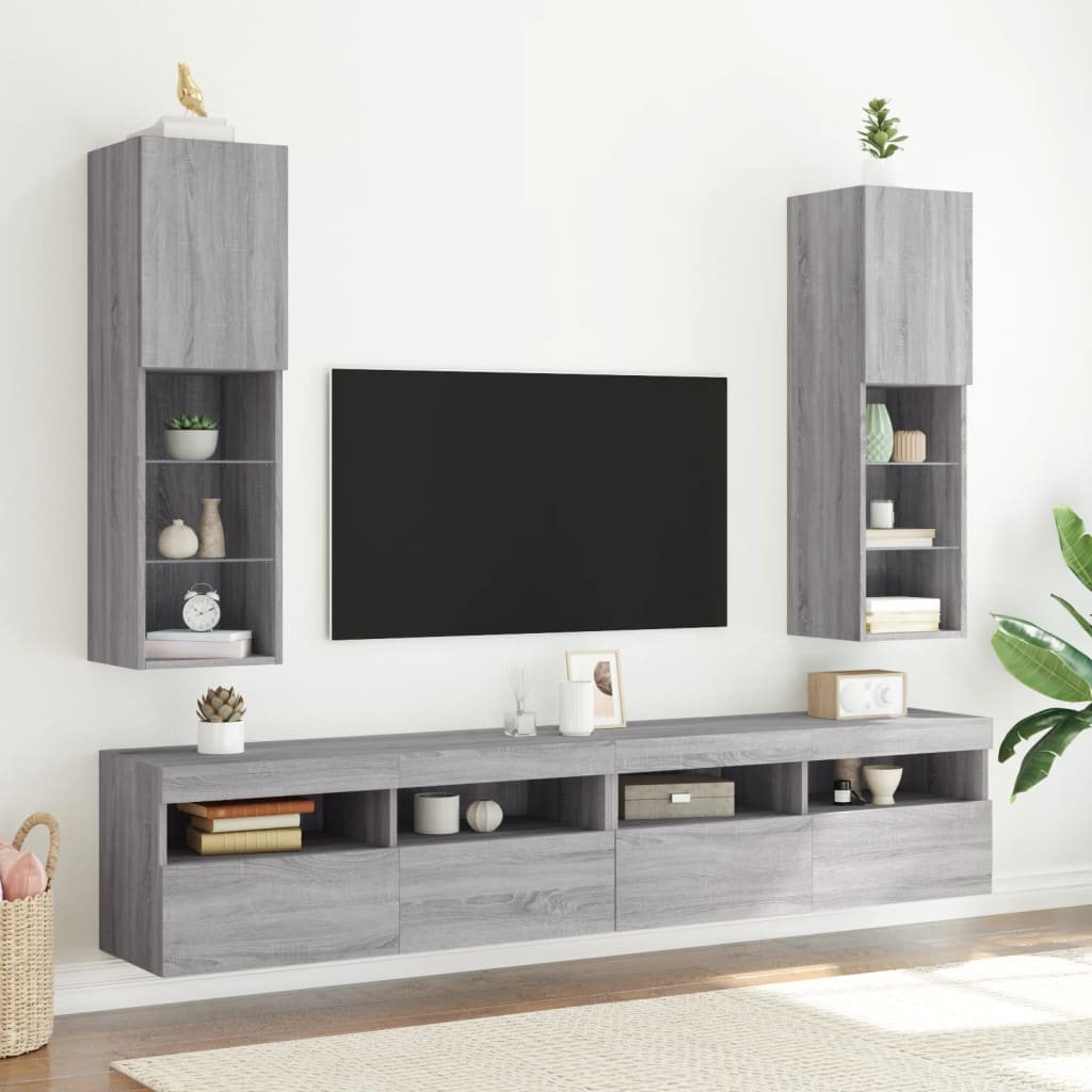 Tv-Kaapit Led-Valoilla 2 Kpl 30,5X30X102 Cm