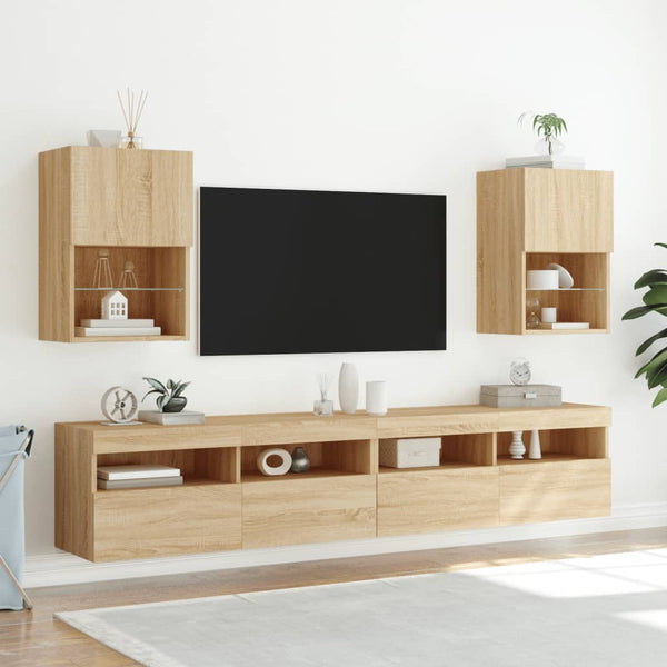 Tv-Kaapit Led-Valoilla 2 Kpl 30,5X30X102 Cm