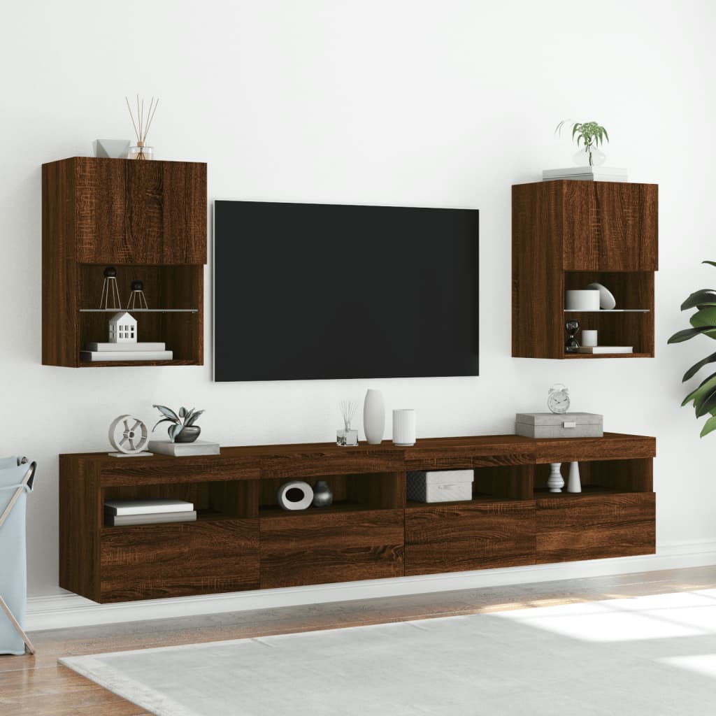 Tv-Kaapit Led-Valoilla 2 Kpl 30,5X30X102 Cm