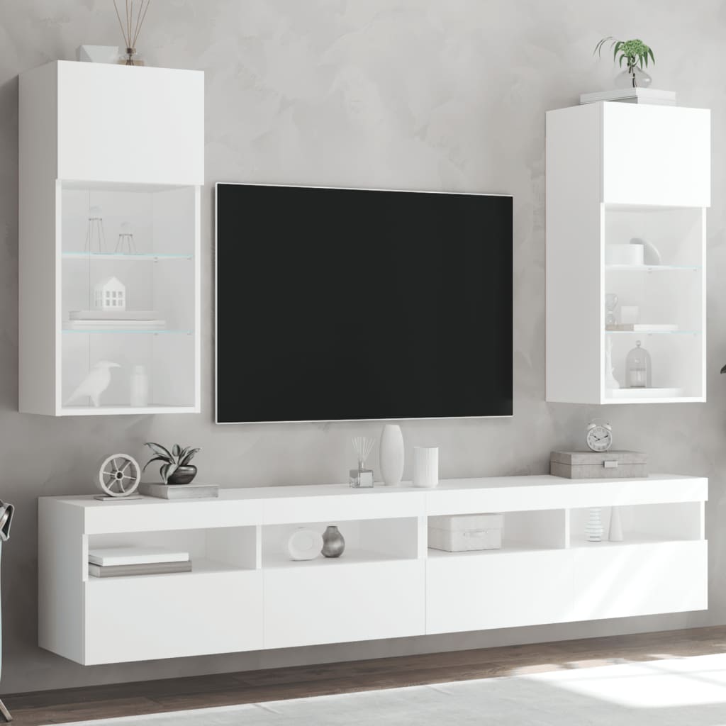 Tv-Kaapit Led-Valoilla 2 Kpl 30,5X30X102 Cm
