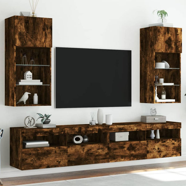 Tv-Kaapit Led-Valoilla 2 Kpl 30,5X30X102 Cm