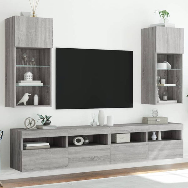 Tv-Kaapit Led-Valoilla 2 Kpl 30,5X30X102 Cm