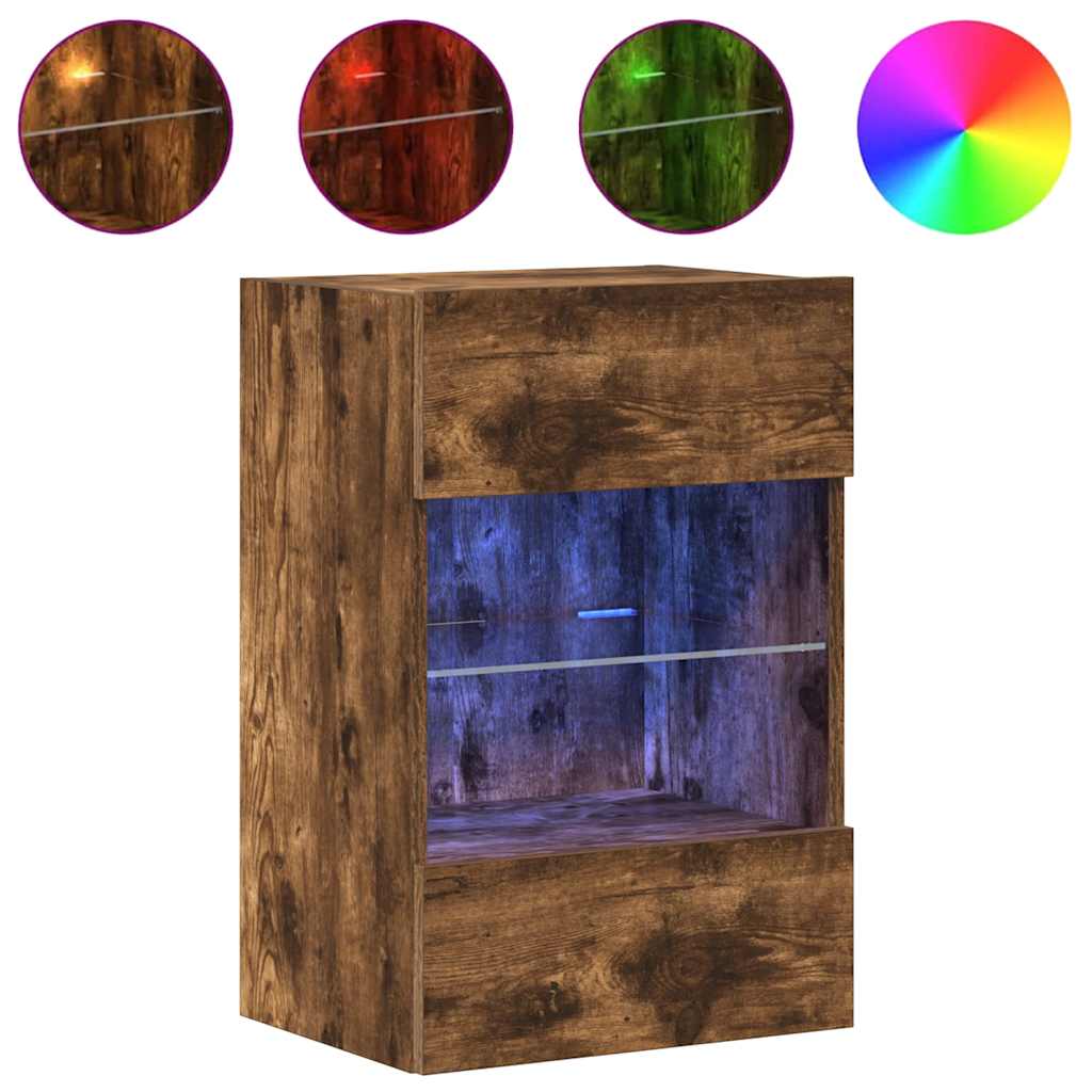 Seinäkaapit Led-Valoilla Televisiolle 2 Kpl 40X30X60,5 Cm
