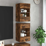 Seinäkaapit Led-Valoilla Televisiolle 2 Kpl 40X30X60,5 Cm