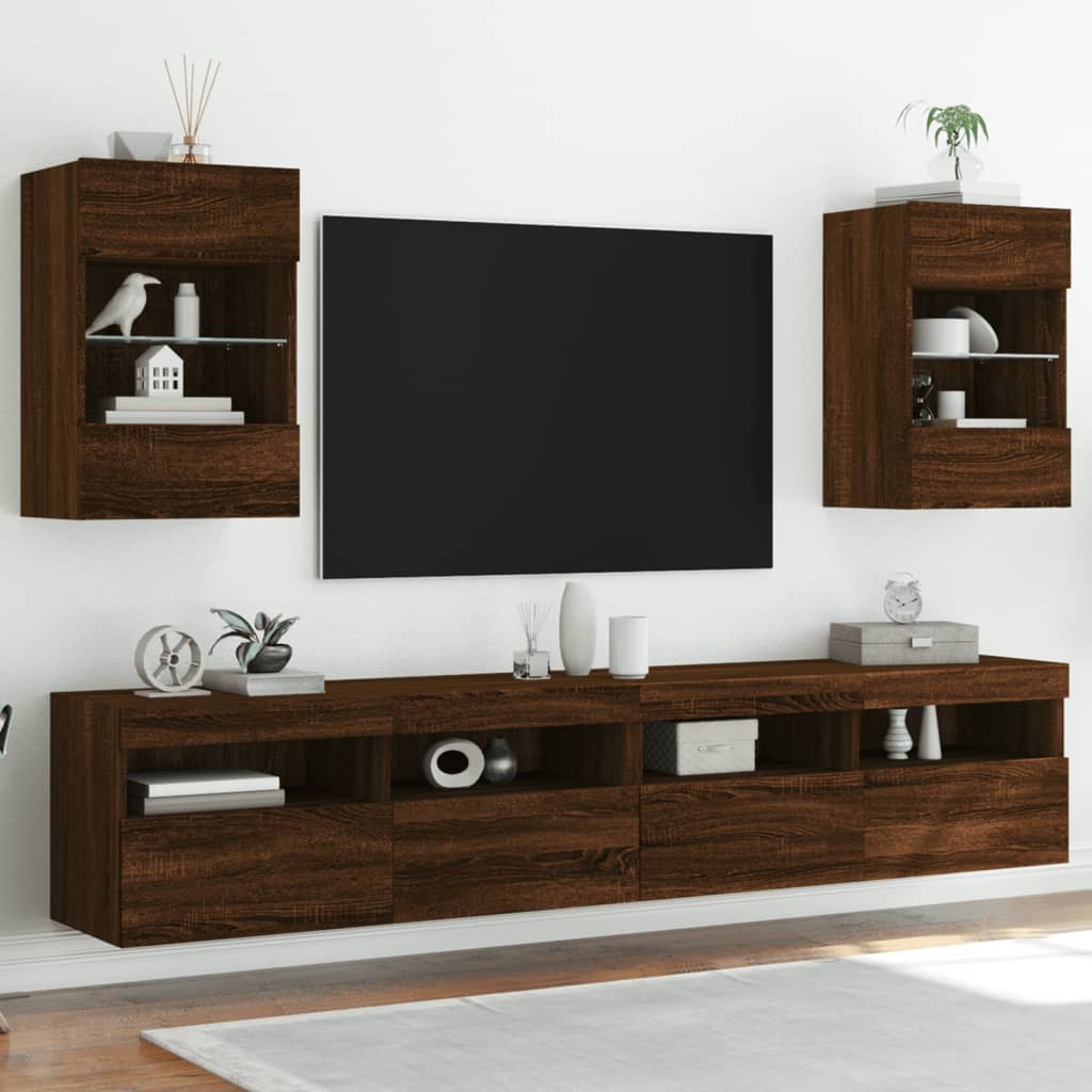 Tv-Seinäkaappi Led-Valoilla 40X30X60,5 Cm