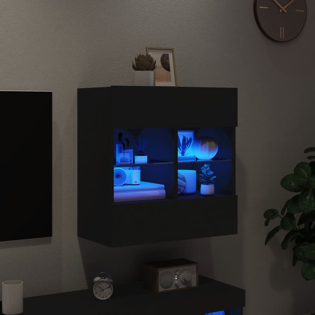 Tv-Seinäkaappi Led-Valoilla 58,5X30X60,5 Cm