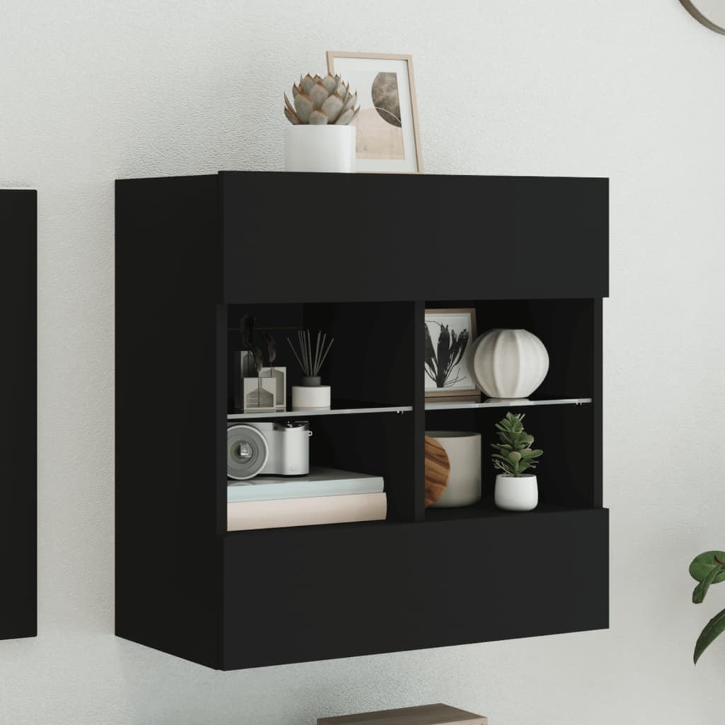 Tv-Seinäkaappi Led-Valoilla 58,5X30X60,5 Cm